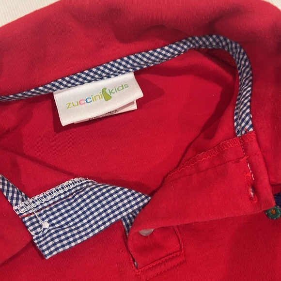 Zuccini Kids Red Train embroidered LS Polo 3T - Picture 3 of 3
